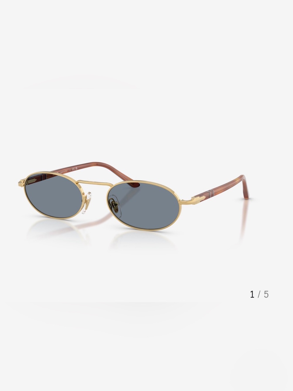 PERSOL PO1023S - Gold Frame Blue Lenses - Oval Sunglasses